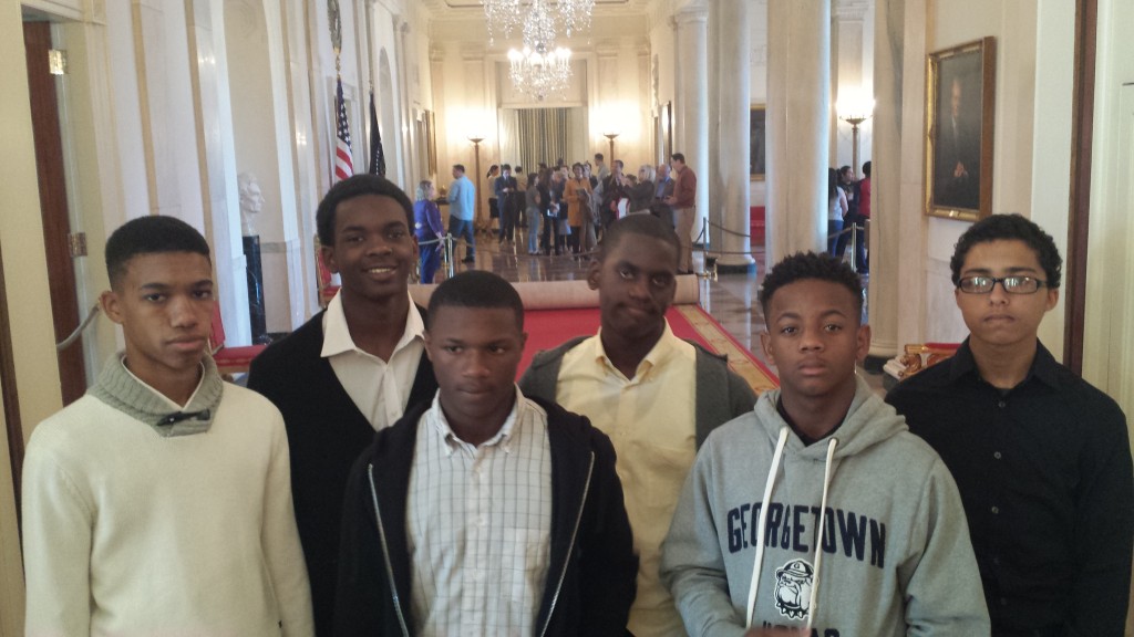 MBK College Tour participants pose at the White House